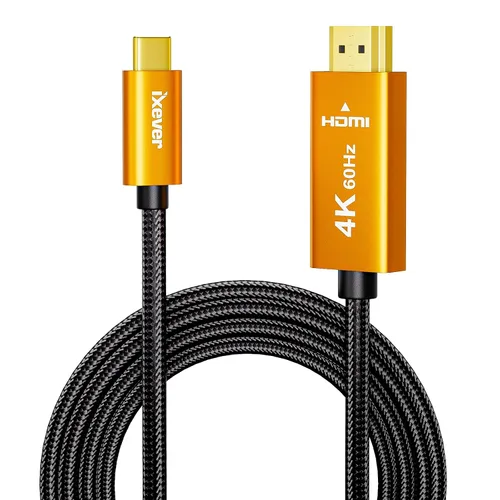 Vista 6 de Cable USB C a HDMI de 6.6 pies [4K a 60 Hz], cable USB tipo C macho a HDMI macho trenzado compatible con Thunderbolt 3/4 para MacBook Pro/Air, iPad