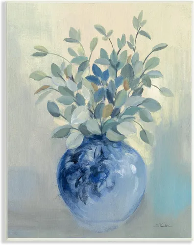 Vista 9 de Stupell Industries Wild Botanicals Plant Sprigs - Cuenco azul redondeado, diseño de Silvia Vassileva Stupell Industries White, 11 x 14 Inches