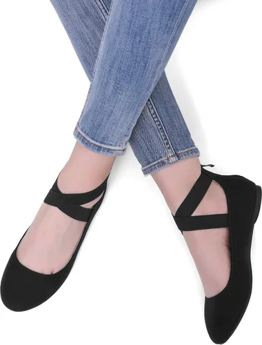 Vista 4 de Dream Pairs - Zapatos planos cómodos y de moda para mujer, con correas elásticas para el tobillo