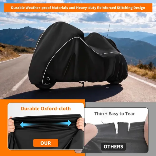 Vista 6 de COVERVIN Trike - Funda impermeable para motocicleta de 3 ruedas para Harley Honda Goldwing Freewheeler Tri Glide Ultra, con cremallera de antena