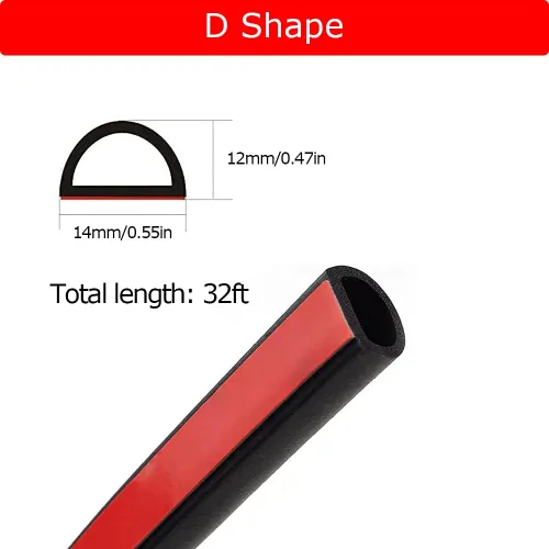 Vista 2 de Burlete de goma para automóvil, insonorizado en forma de D, burlete adhesivo para automóvil, tira de sello de goma para ventana, puerta, ventana