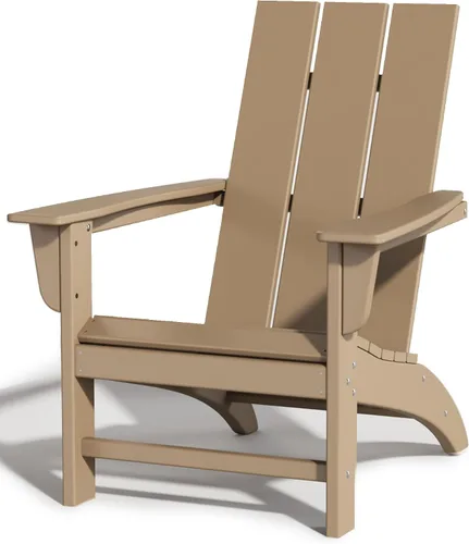 Vista 4 de Silla Adirondack de Madera Sintética Adiromoti, Sillas de Patio Resistente a Todo Clima, Aspecto de Madera, Silla Pre-Ensamblada para Fuego al Aire