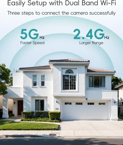 Vista 6 de ZUMIMALL Cámara de Seguridad Inalámbrica para Exteriores 3MP HD Negra, WiFi 2.4G/5G, Grabación 24/7 con Alimentación por Cable Seguimiento