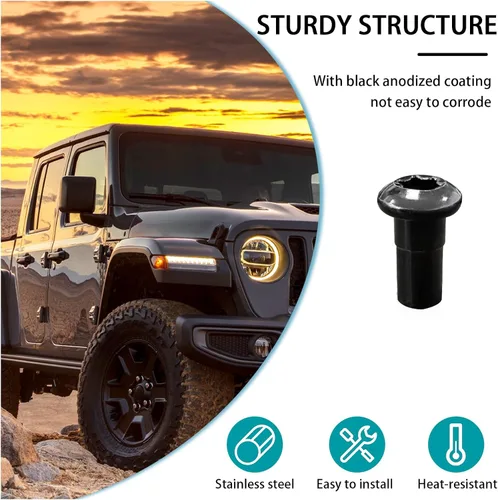 Vista 3 de Ziciner 4 tornillos de repuesto para tuercas de bisagra de puerta, tuercas de bisagra de puerta de automóvil compatibles con Wrangler JK JL