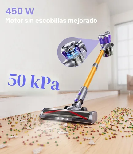 Vista 2 de MBYULO - Aspiradora inalámbrica de mano, vertical para hogar, liviana, 400 W, 38 kPa potente succión, batería recargable hasta 50 minutos