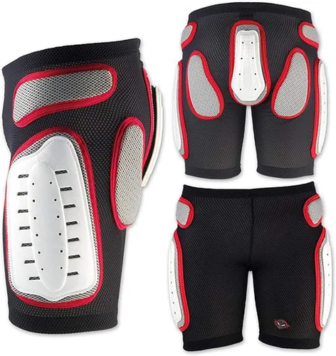 Vista 18 de UFO Plast Made in Italy - Pantalones cortos acolchados de plástico para snowboard, esquí, patinaje Negro con rojo Modelo: Sk09125