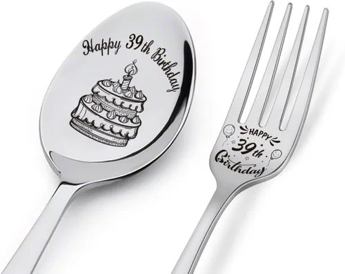 Vista 9 de Cuchara y tenedor de feliz cumpleaños número 30, regalos de cumpleaños personalizados para hijo, hija, hermana, hermano, novio, novia, marido
