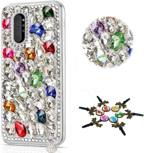 Vista 7 de Sparkle - Funda compatible con Samsung Galaxy A10e - Elegante funda 3D hecha a mano con diamantes de imitación de camelia - Negro