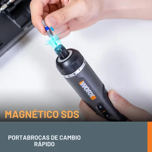 Vista 5 de WORX Destornillador de litio 4V Kit de accesorios de 30 piezas WX242L Cordless Driver with Rechargeable Battery, Black/Silver, for Home DIY