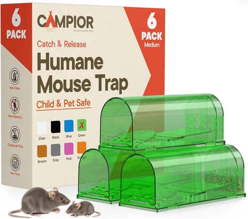 Vista 10 de Campior Humane - Trampa para ratones, paquete de 1, trampas para ratones vivos para atrapar y liberar para interiores y exteriores, segura