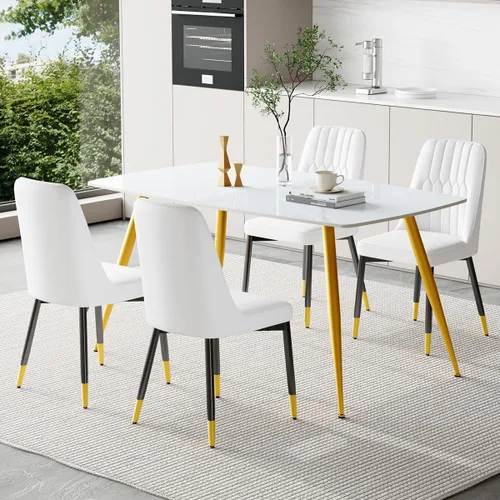 Vista 66 de Juego de 4 mesas de comedor negras para mesa de comedor de 4,50 pulgadas para 4, sillas de cocina de piedra sinterizada, fácil de montar, adecuado
