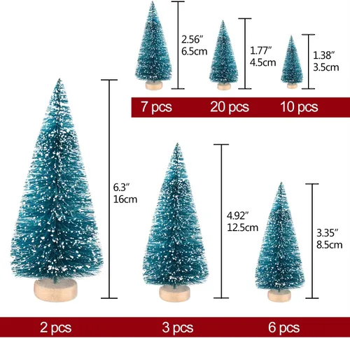Vista 2 de KUUQA 48Pcs Árboles de Sisal Mini Árboles Cepillo para Botellas Modelos de Diorama Árboles de Navidad en Miniatura para Artesanías, Decoración
