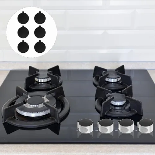 Vista 7 de DOITOOL Pomo de estufa de metal para estufa de gas, 6 piezas de perilla de interruptor de metal, accesorios de acero inoxidable redondo para estufa