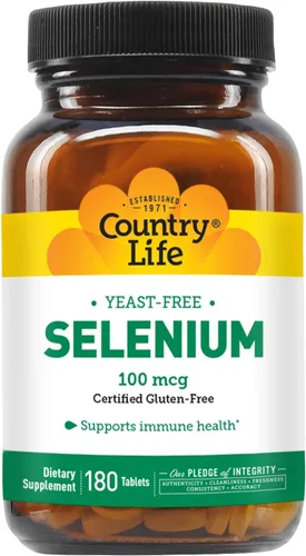 Vista 6 de Country Life Selenio, sin levadura, apoya la salud inmunológica, 100 mcg, 180 tabletas