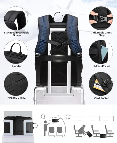 Vista 5 de Fenree.geer Mochila de trabajo para hombre, mochila expandible con puerto de carga USB C, resistente al agua, mochila para laptop de 15.6 pulgadas