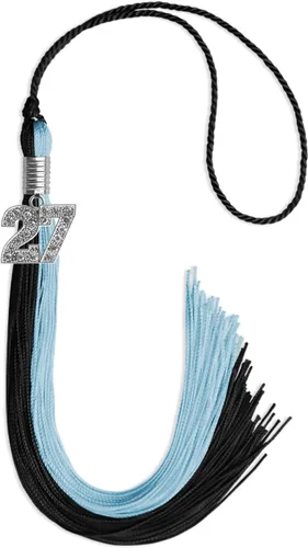 Vista 187 de Endea Graduation Borla de doble color con dije de plata brillante (negro/oro antiguo, 2025)