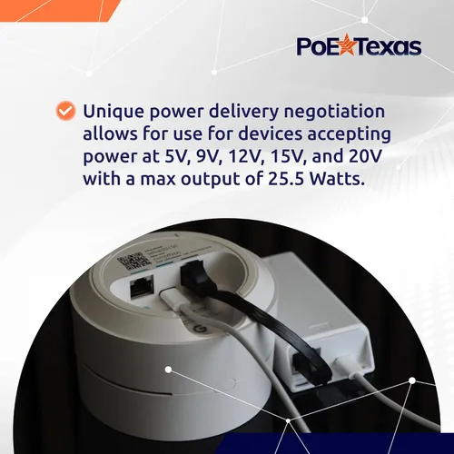 Vista 3 de PoE Texas Alimentación PoE+ y datos Gigabit separados, compatible con Google Mesh, Eero, Nest Cam, Apple Pro, Air y Mini tablets, Google Pixel