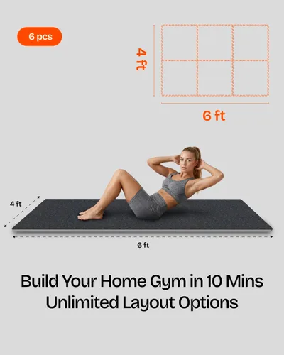 Vista 5 de 0.6" Thick Rubber Top Gym Flooring Mats for Home Gym