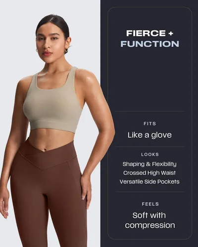 Vista 44 de Aoxjox Trinity - Pantalones de yoga de cintura alta con bolsillos para mujer, control de abdomen, cintura cruzada, leggings de entrenamiento suaves
