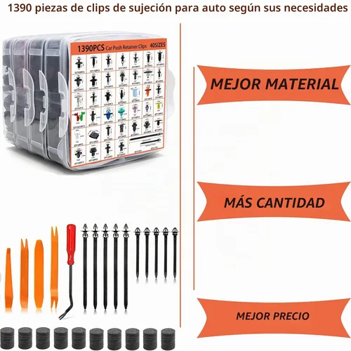 Vista 8 de Kit de 1595 remaches de empuje para auto y abrazaderas para panel de puerta; 40 tamaños más populares, remaches de nylon para parachoques