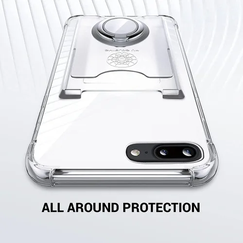 Vista 7 de Shields Up Funda diseñada para iPhone 8 Plus/iPhone 7 Plus, funda minimalista con tarjetero [3 tarjetas] y soporte de anillo, funda protectora
