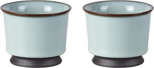 Vista 10 de KAMMAK Juego de 2 tazas de té pequeñas de porcelana de 6.7 onzas, tazas de té japonesas de cerámica para el hogar, fiesta, oficina, juego de té
