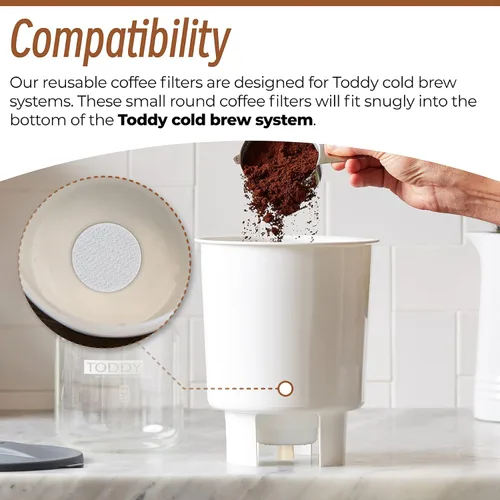 Vista 3 de 20 filtros y tapones de café reutilizables de repuesto compatibles con el sistema Toddy Cold Brew