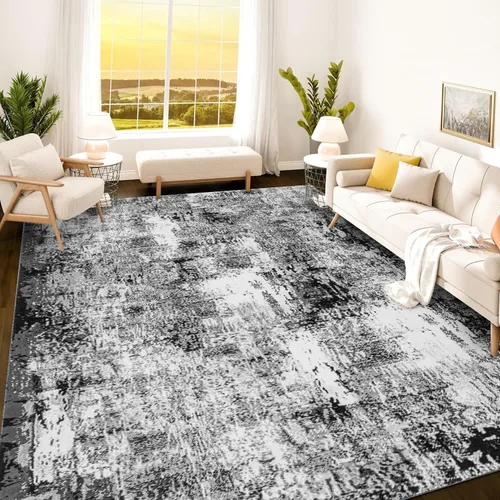 Vista 10 de Istana Alfombra larga antideslizante de 2.5 x 8 para el hogar, para pasillo y cocina, lavable, sedosa y suave al tacto, elegante, color azul y marfil