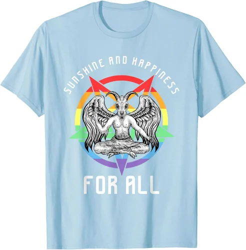 Vista 59 de Funny Sunshine and Happiness for All LGBT Gay Pride Baphomet Camiseta Negro