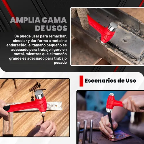 Vista 7 de C&T Martillo de Bola de 3 Piezas, 16oz 32oz 48oz, Martillo de Mango de Fibra de Vidrio para Bola, Martillo de Bola de Golpe con Mango y Construcción