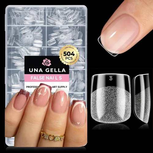 Vista 14 de UNA GELLA Puntas de uñas cortas de almendra: 504 PCS uñas postizas cortas, puntas de uñas de gel a presión suave, forma de almendra preformada A1