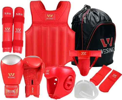 Vista 2 de Wesing Martial Arts Protector Equipments Sanda Kickboxing kit 8pcs Gear Set para hombres