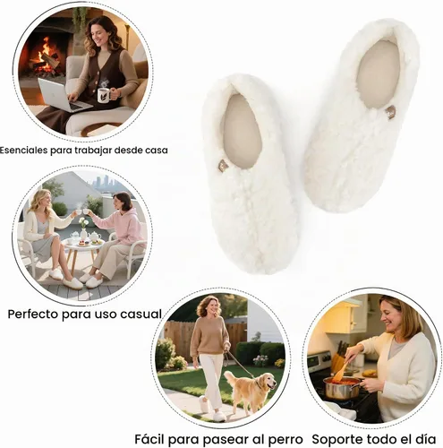 Vista 5 de ULTRAIDEAS - Pantuflas de interior para mujer con espuma viscoelástica, zapatillas de casa con cierre cálido para mujer con suela exterior de goma
