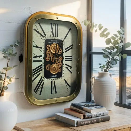 Vista 4 de THE GEARS CLOCK 27X19'' Reloj de pared con engranaje móvil rectangular Noruega Line Trondheim (27 x 19 pulgadas (26.8 x 18.9 in)
