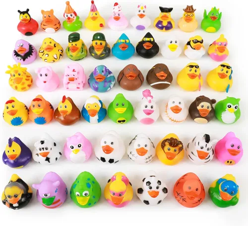 Vista 3 de XY-WQ Paquete de 50 patos de goma para patitos Jeeps, surtido de juguetes