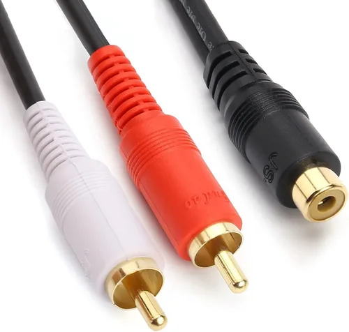 Vista 3 de JSJ Cable divisor RCA hembra a 2 machos, adaptador OFC Y chapado en oro de 8 pulgadas