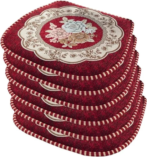Vista 24 de EORNOW Juego de cojines para silla de comedor con lazos, juego de 1/2/4, almohadillas antideslizantes para silla de comedor con funda extraíble