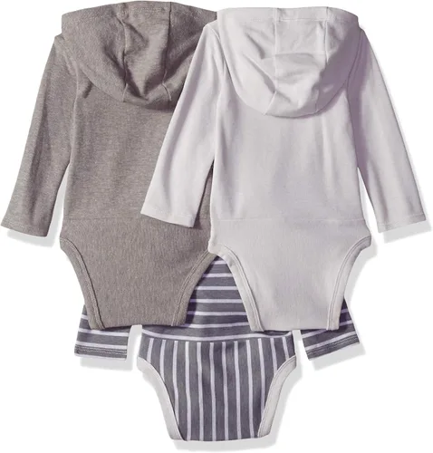 Vista 23 de Hanes Body de manga larga para bebé, sudadera con capucha para niños y niñas, paquete de 3