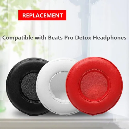 Vista 5 de Almohadillas de repuesto de espuma viscoelástica compatibles con auriculares Monster Beats por Dr.Dre PRO/Detox (rojo)