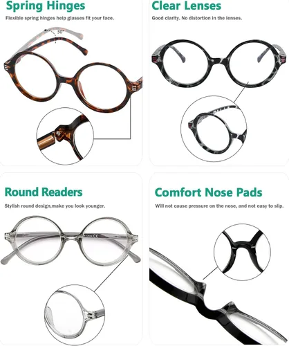 Vista 5 de Eyekepper Paquete de 4 lentes de lectura para mujer con lente pequeña, redondas, +0.00