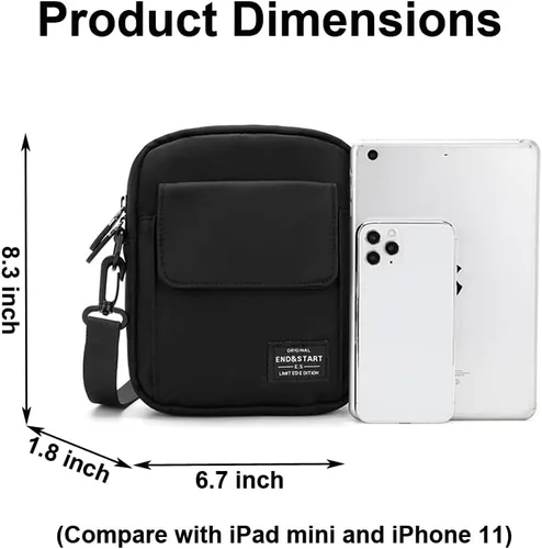 Vista 6 de chinatera Bolso bandolera pequeño para hombre para teléfono celular, mini bolso cruzado de hombro para hombres