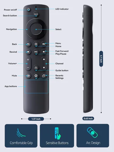 Vista 6 de PZL Nuevo control remoto universal para todos los televisores Insignia/Toshiba Smart TV, para AMZ Omni TV y AMZ 4-Series Smart TV con 4 teclas