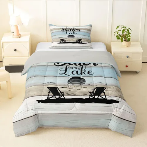 Vista 12 de Erosebridal Juego de edredón de ancla náutica, juego de ropa de cama con brújula oceánica, tamaño individual para niños, adolescentes y adultos