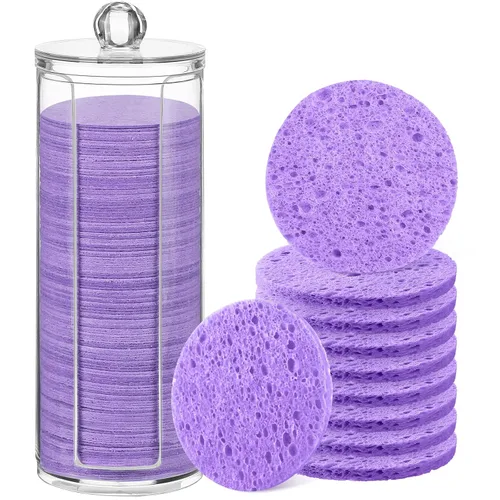 Vista 10 de 120 esponjas faciales comprimidas, exfoliantes faciales naturales, esponjas faciales desechables para limpieza, almohadillas faciales redondas
