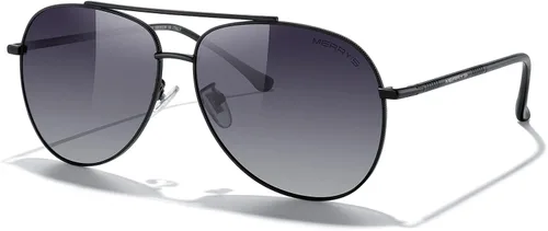 Vista 2 de MERRY'S Lentes de sol de aviador para mujeres y hombres, lentes de espejo polarizadas con funda, lentes de sol polarizadas para conducción, 2.362 in