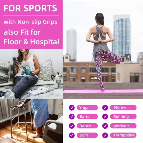 Vista 5 de Busy Socks Paquete de 2 calcetines antideslizantes para yoga, pilates, fitness, hospital, para mujeres y hombres, antideslizantes, para danza