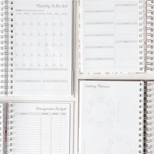 Vista 4 de Wedding Planner & Organizer - Real Gold Foil- Diary Engagement Gift Book & Calendar