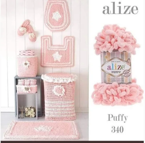Vista 4 de Alize Hilo Puffy en bucle para los dedos, hilo grueso de micropoliéster suave de chenilla para tejer a mano, sin agujas, hilo preenrollado