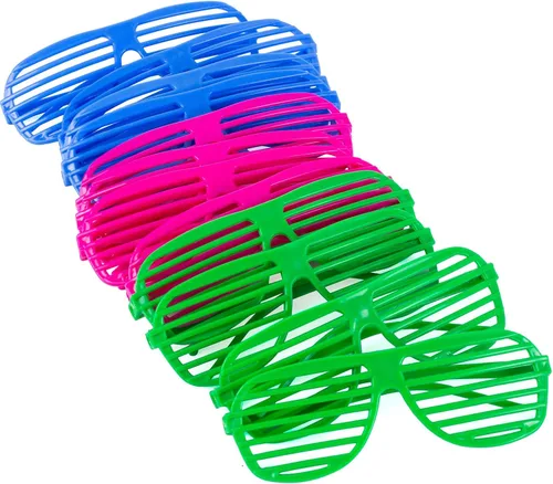 Vista 2 de Funny Party Hats Neon Party Supplies - 80's Style, Neon Gangster Hats, Fedora Party Hats WNeon Mini Boas - Party Dress Up