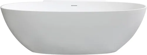 Vista 3 de Kingston Brass VRTRS713522 Acrticstone - Bañera independiente de superficie sólida de 71 pulgadas con drenaje, color blanco mate